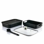 Cvrtnik na vroči zrak z žarom, dodatki in knjigo receptov InnovaGoods Air Fryer Fryinn 12-in-1 6000 Črna Jeklo 6 L 3400 W