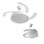 Stropni ventilator z LED lučjo in 4 zložljivimi lopaticami Blalefan InnovaGoods Bela 72 W