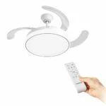 Stropni ventilator z LED lučjo in 4 zložljivimi lopaticami Blalefan InnovaGoods Bela 72 W