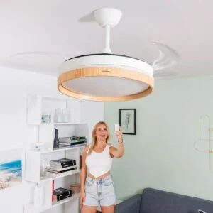 Stropni ventilator z LED lučjo in 4 zložljivimi lopaticami Woteez InnovaGoods Les 72 W Ø49-104 cm