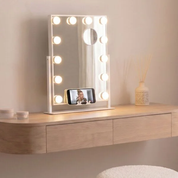 Toaletno ogledalo z LED osvetlitvijo Hollywood Glarisse InnovaGoods, 12 žarnic