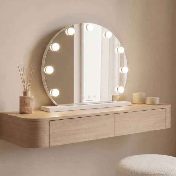 Okroglo toaletno ogledalo z LED osvetlitvijo Hollywood Gloette InnovaGoods, 9 žarnic