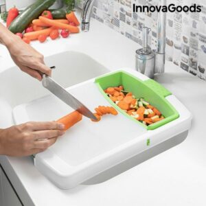 Raztegljiva rezalna deska 3 v 1 s pladnjem, posodo za odpadke in odcejalnikom PractiCut InnovaGoods