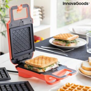 Aparat za vaflje in sendvič 2 v 1 z recepti Wafflicher InnovaGoods